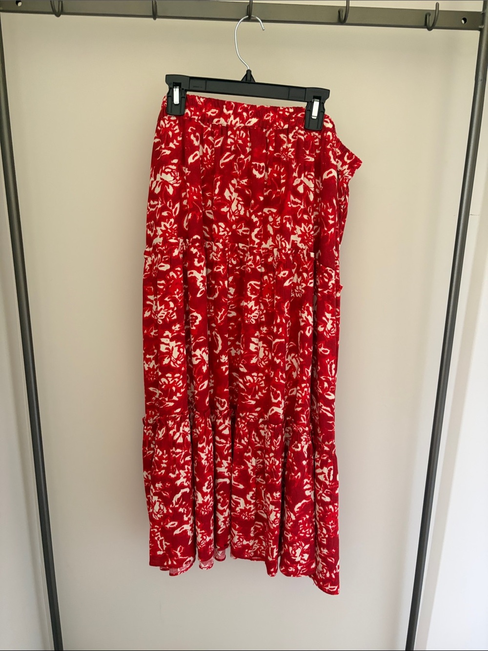 STATE Red and White Floral Maxi Skirt